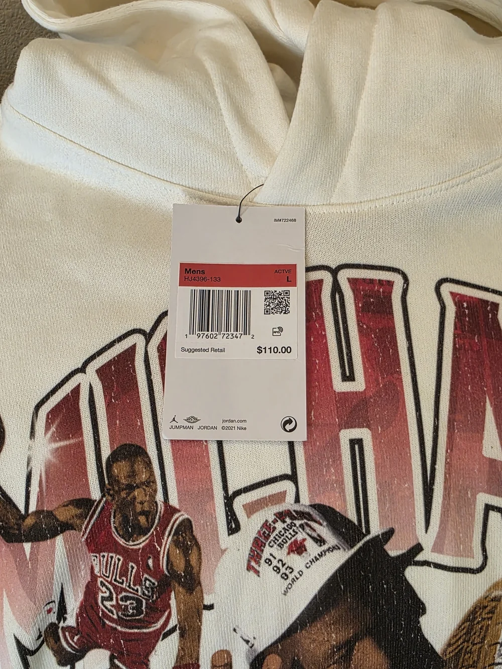 Jordan Flight Fleece Graphic Pullover Hoodie Sail HJ4396-133 Size LRG